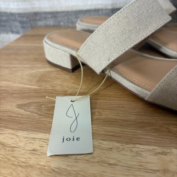 Joie Nolita Beige Linen‎ Square Toe Sandals Size 9.5 - Picture 5 of 9